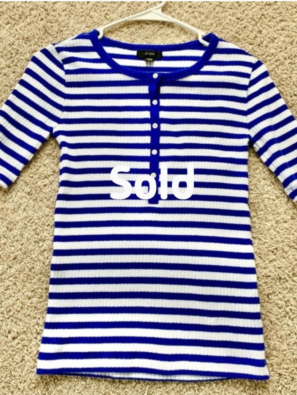 J.Crew Blue White Striped Short Sleeve Henley
